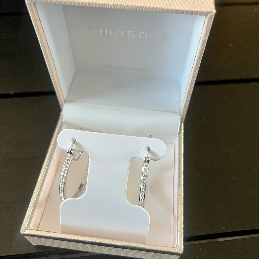 Chrystina Crystal Hoop Earrings Silver Plated